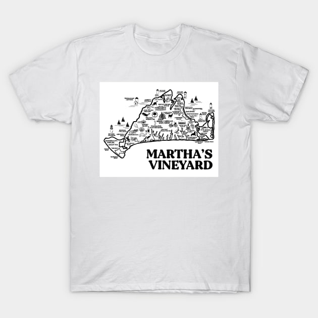 Martha's Vineyard Map T-Shirt by fiberandgloss